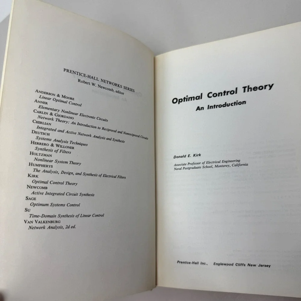 Optimal Control Theory An Introduction Donald E Kirk Prentice-Hall